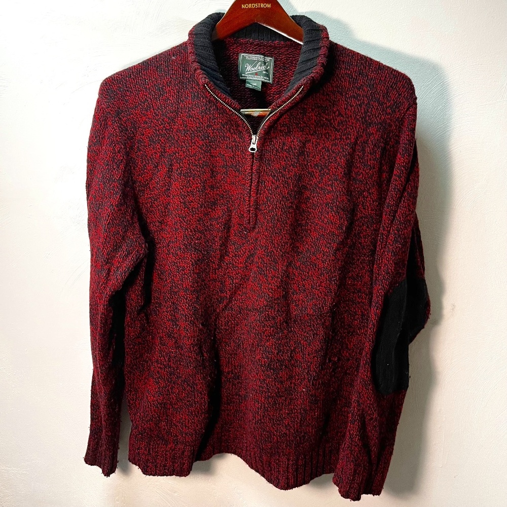 Woolrich Sweater, maroon/black - Elbow Patches! - XL.